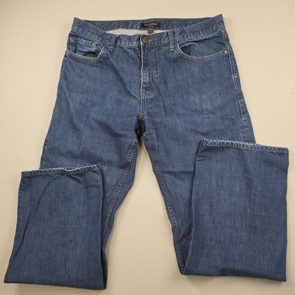 Banana Republic Mens Straight Leg Jeans Dark Wash Denim Sz 36x34 100% Cotton EUC